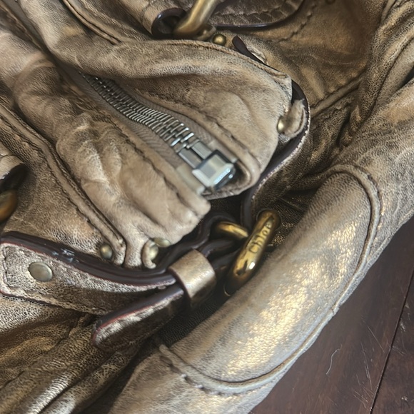 💯 authentic Chloe saddle handbag gold bag vintage - Picture 10 of 16